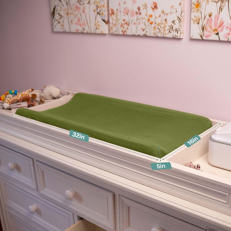 MiFlor Mi Flor 2 Pack Muslin Changing Pad Cover 16x32x5 inches – Ultra Soft CPC Certified Baby Changing Table Cover with Elastic Corners, 360° Fit, Lightweight, Breathable, Fits Most Changing Pads - Image 2